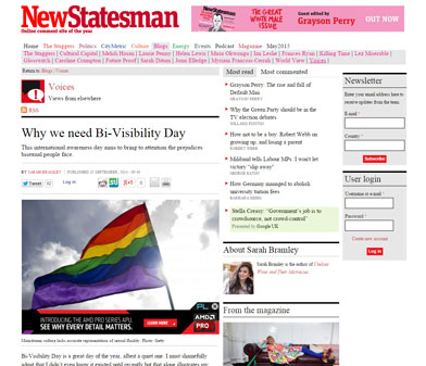 "Why we need bi visibility-day" on newstatesman.com