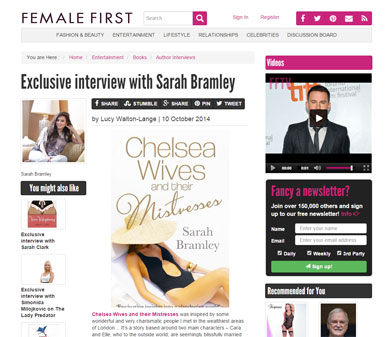 "Exclusive interview with Sarah Bramley" on femalefirst.co.uk